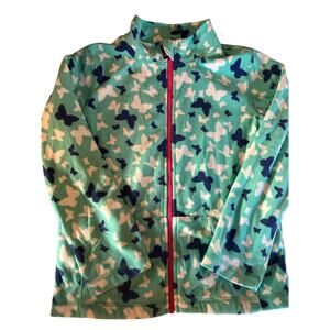 Garnet hill teal butterfly zip fleece size  large